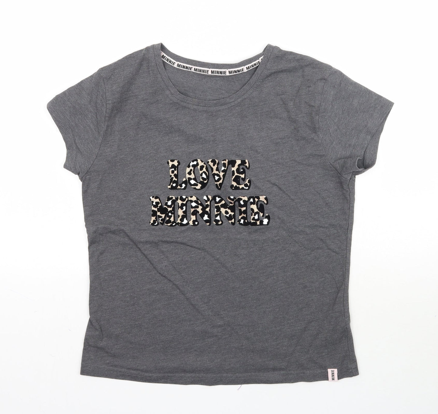 George Womens Grey Animal Print  Basic T-Shirt Size 8  - Love Minnie Disney