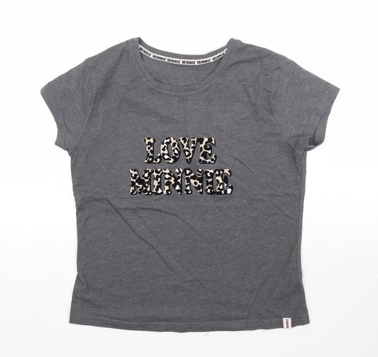 George Womens Grey Animal Print  Basic T-Shirt Size 8  - Love Minnie Disney