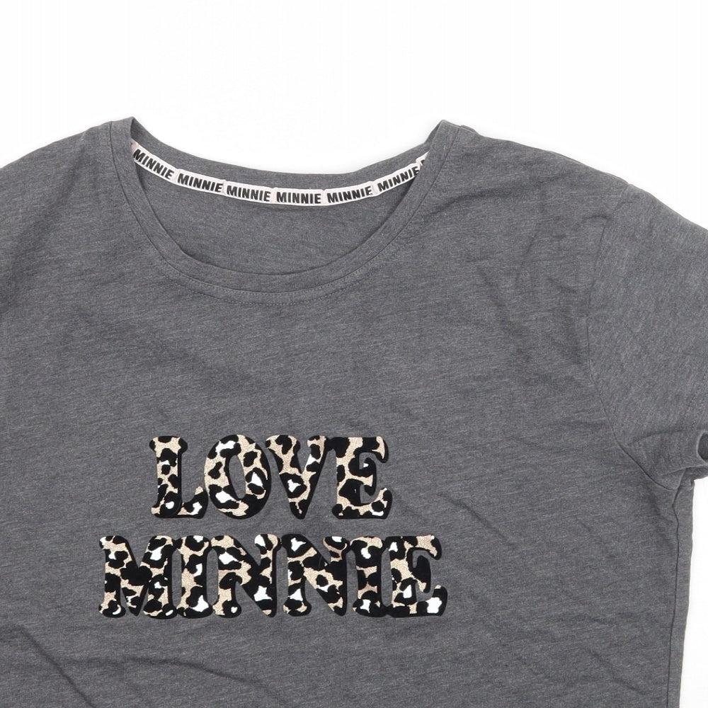 George Womens Grey Animal Print  Basic T-Shirt Size 8  - Love Minnie Disney