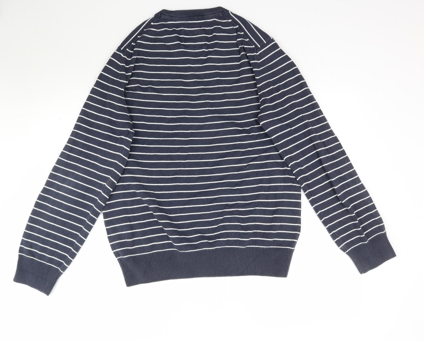 H&M Mens Blue Striped Knit Pullover Jumper Size L