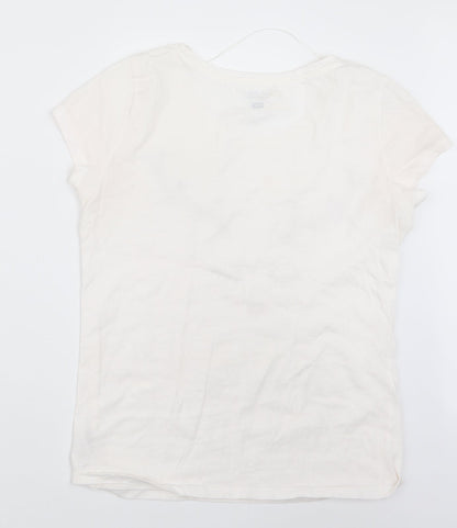 F&F Womens White Geometric  Top Pyjama Top Size 6  - Christmas
