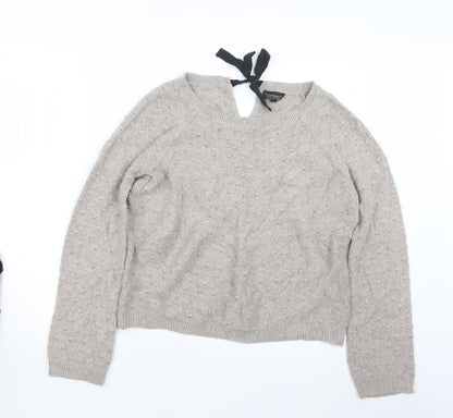 Womens UK Size 10 Topshop Beige Pullover Jumper