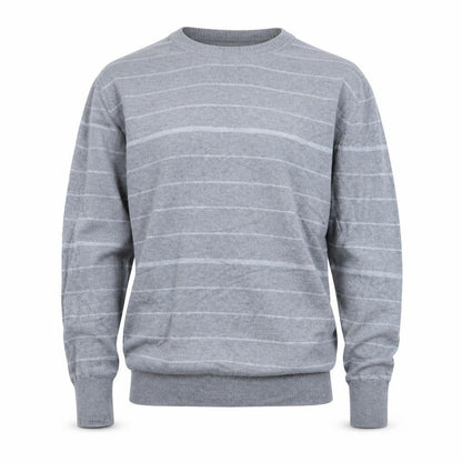 Clayton Mens Grey Striped Knit Pullover Jumper Size L