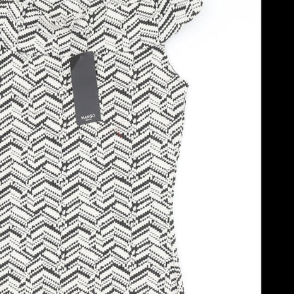 Mango Womens White Herringbone  Bodycon  Size S