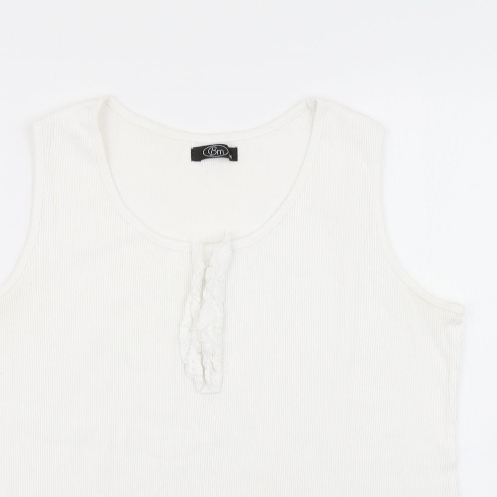 Womens UK Size M BM White Basic Tank