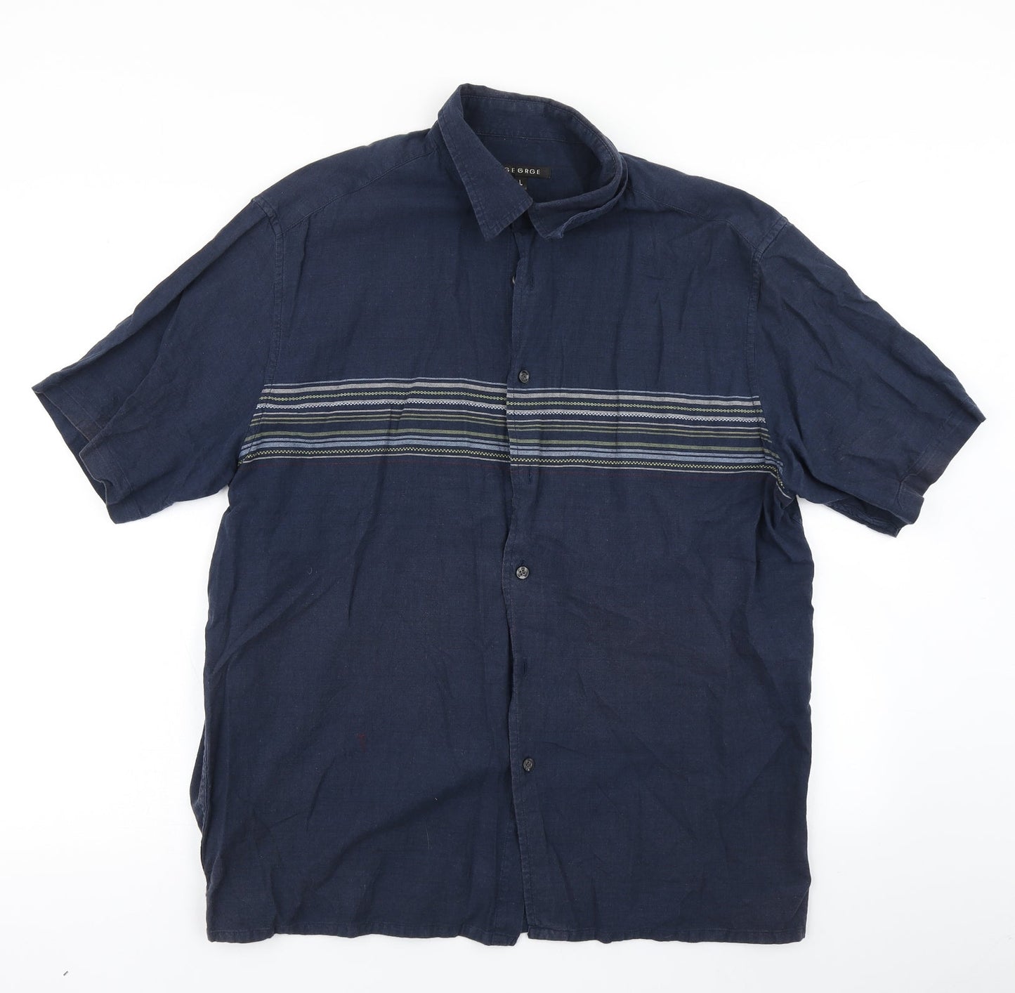 George Mens Blue    Button-Up Size L