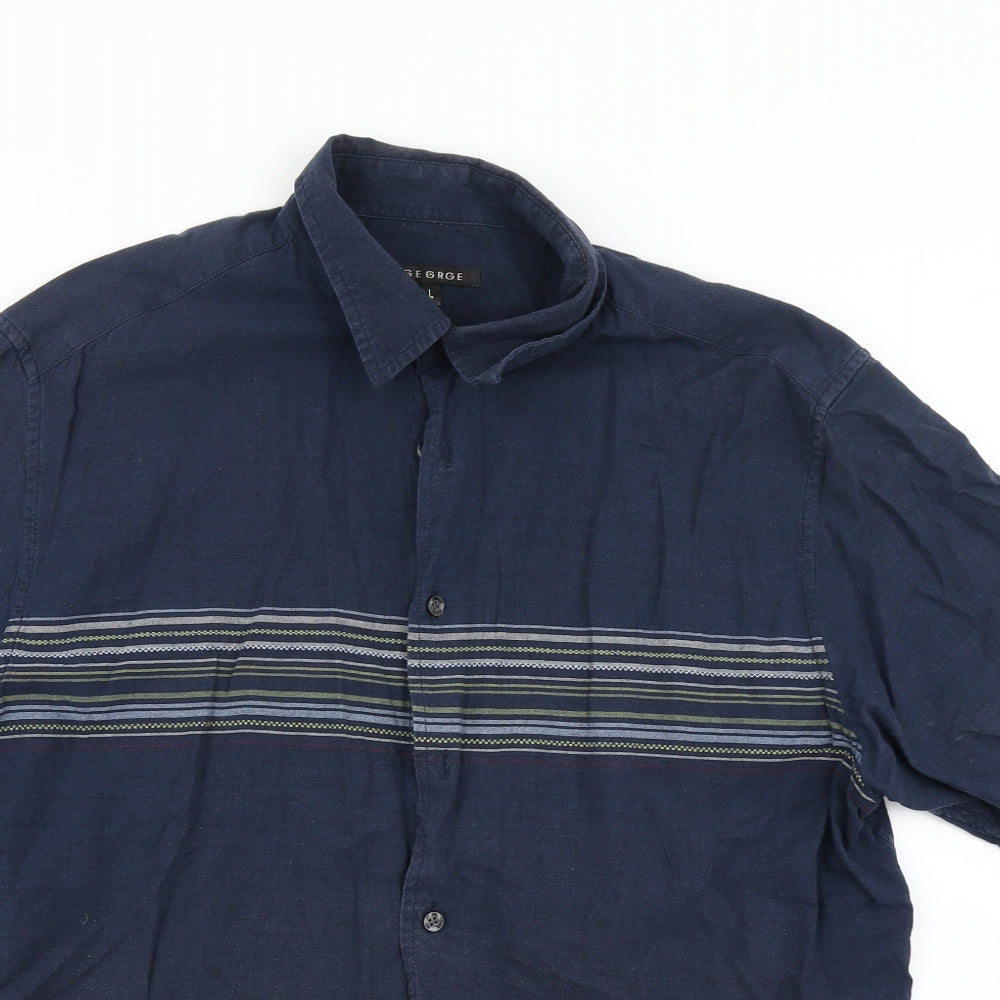 George Mens Blue    Button-Up Size L