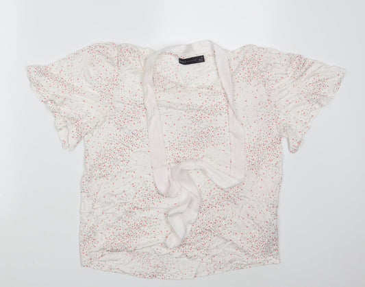 M&S Womens White Polka Dot  Basic T-Shirt Size 10