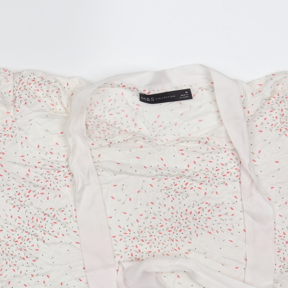 M&S Womens White Polka Dot  Basic T-Shirt Size 10