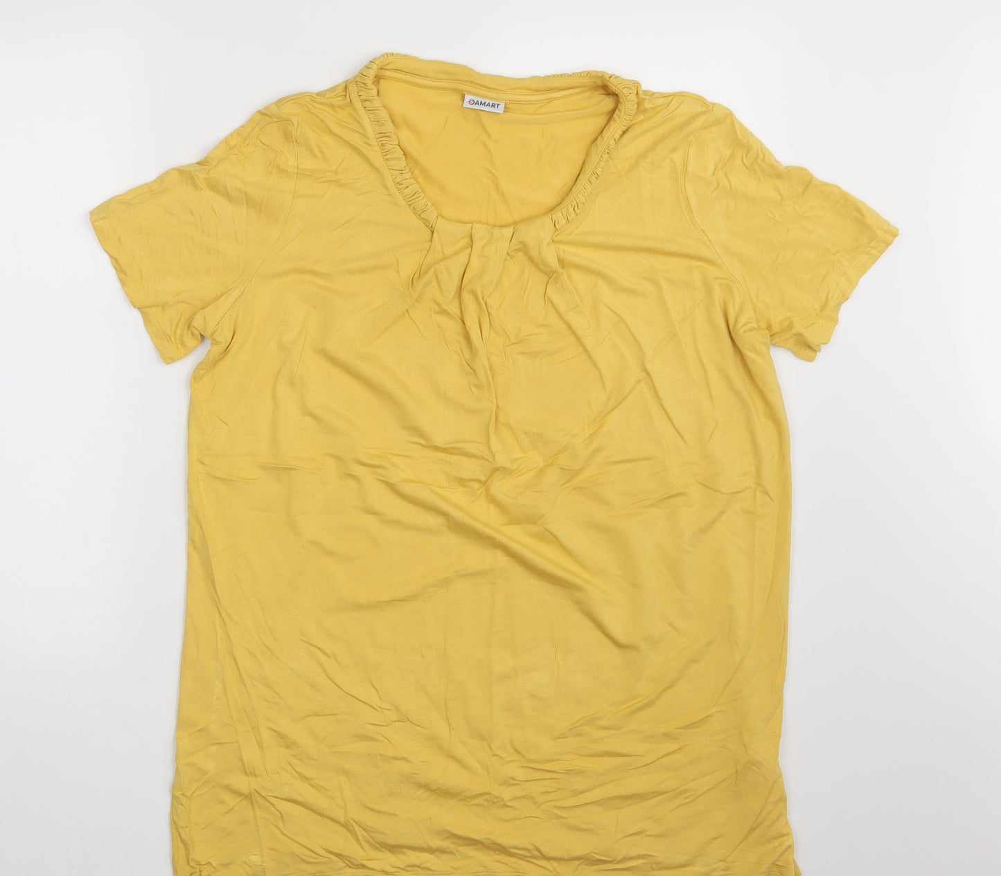 Womens UK Size 14 Damart Yellow Basic T-Shirt