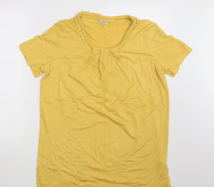 Womens UK Size 14 Damart Yellow Basic T-Shirt