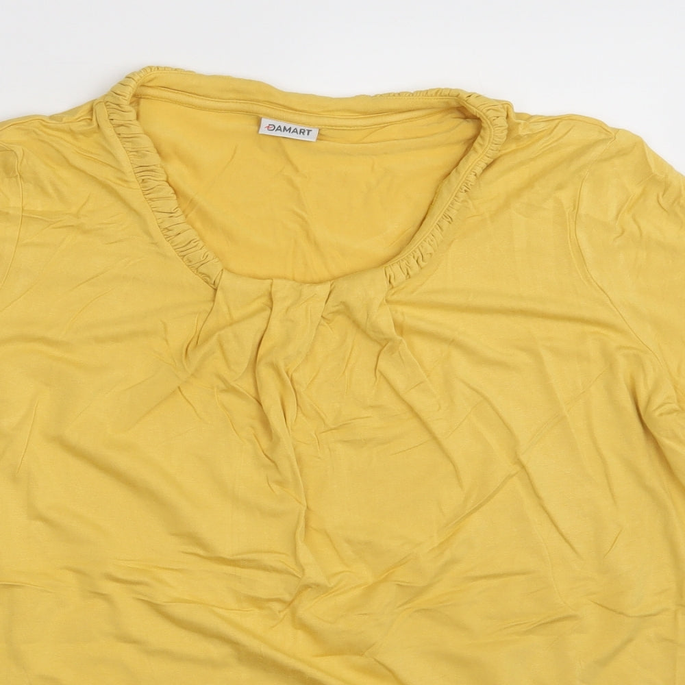 Womens UK Size 14 Damart Yellow Basic T-Shirt