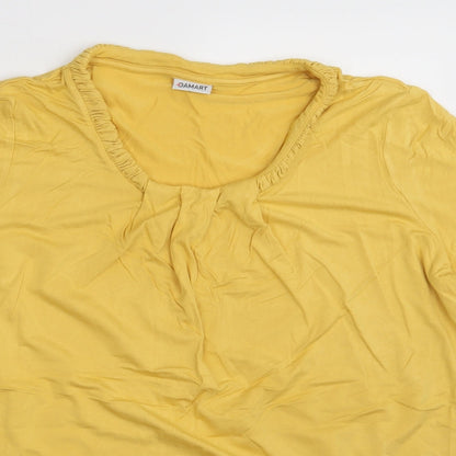 Womens UK Size 14 Damart Yellow Basic T-Shirt