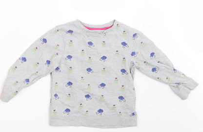 Mothercare Girls Green Animal Print  Pullover Jumper Size 5-6 Years