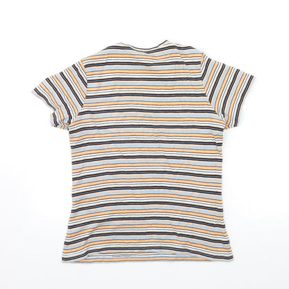 B Casual Womens Blue Striped  Basic T-Shirt Size 12