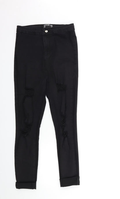 PRETTYLITTLETHING Womens Black  Denim Skinny Jeans Size 10 L26 in