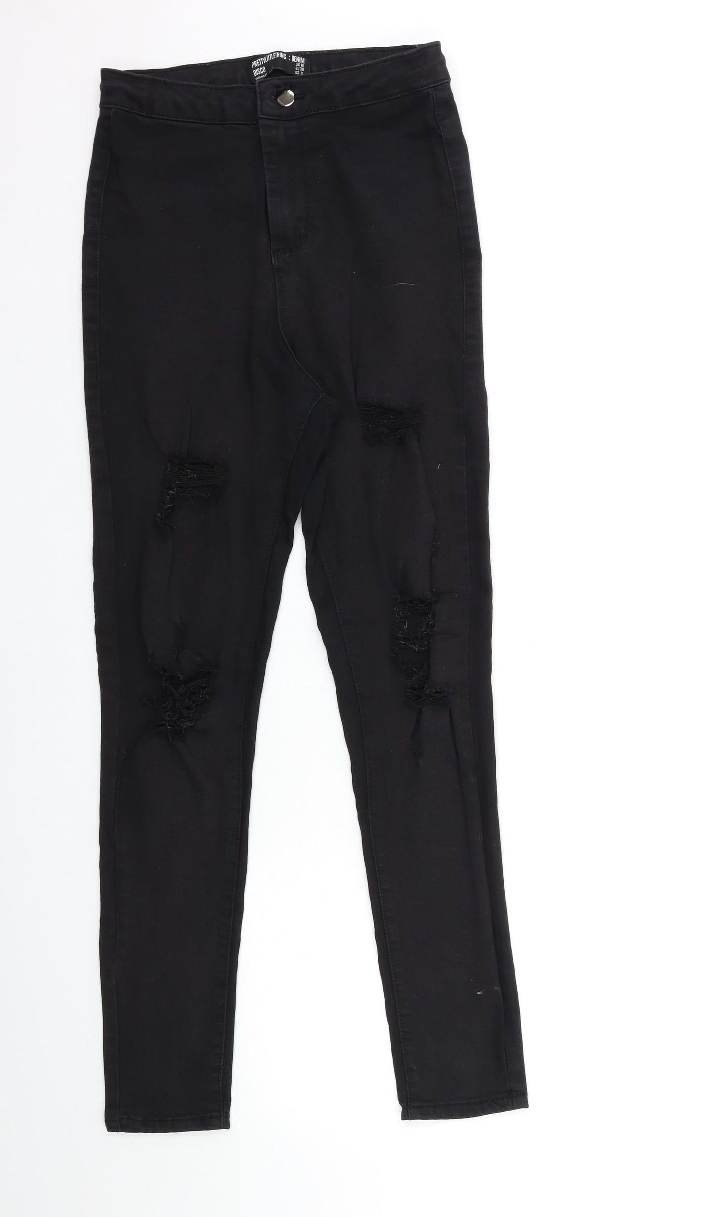 PRETTYLITTLETHING Womens Black  Denim Skinny Jeans Size 10 L29 in