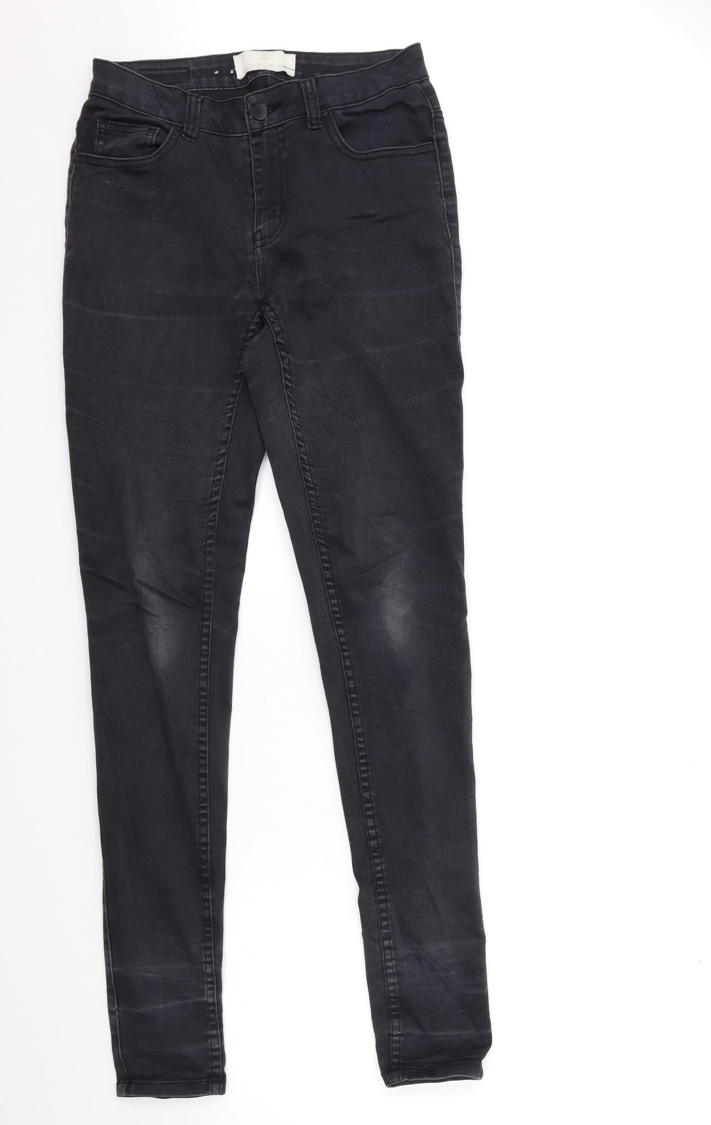Womens UK Size M Pieces Regular Fit Skinny Black Jeans