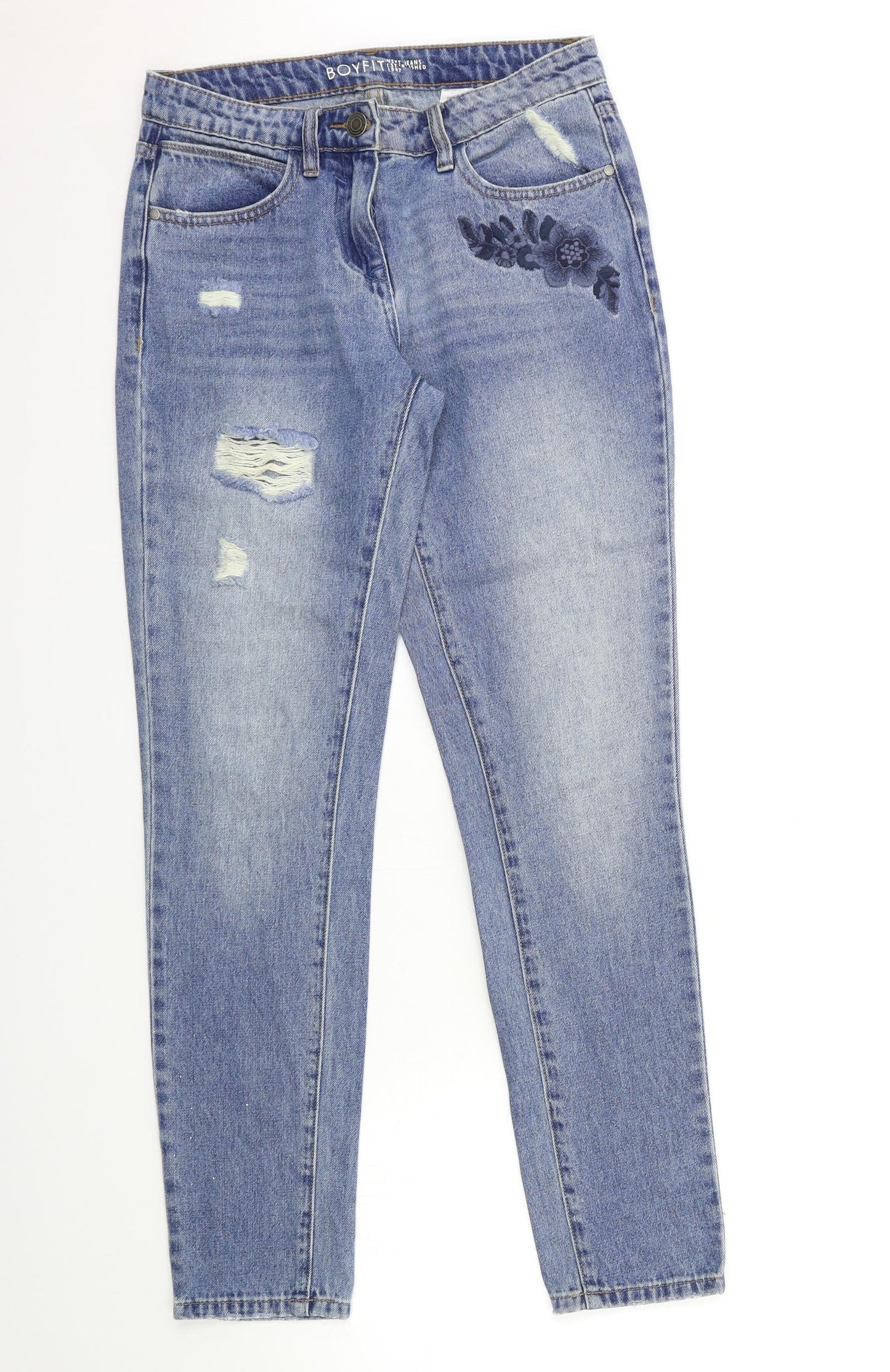 NEXT Womens Blue Floral Denim Skinny Jeans Size 6 L29 in