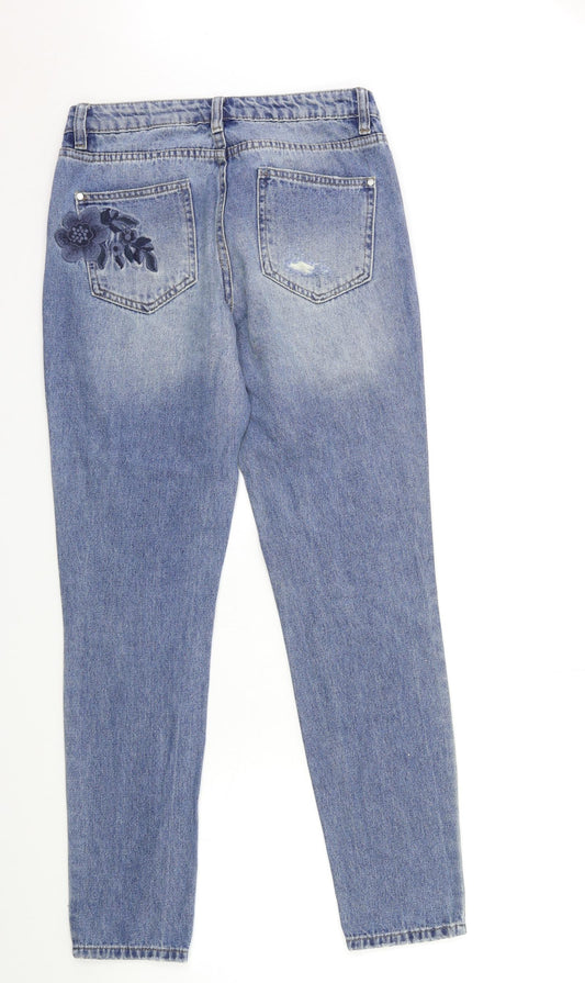 NEXT Womens Blue Floral Denim Skinny Jeans Size 6 L29 in