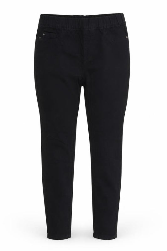 Front view of Denim & Co. women’s black denim jegging jeans, size UK 10, 29-inch leg