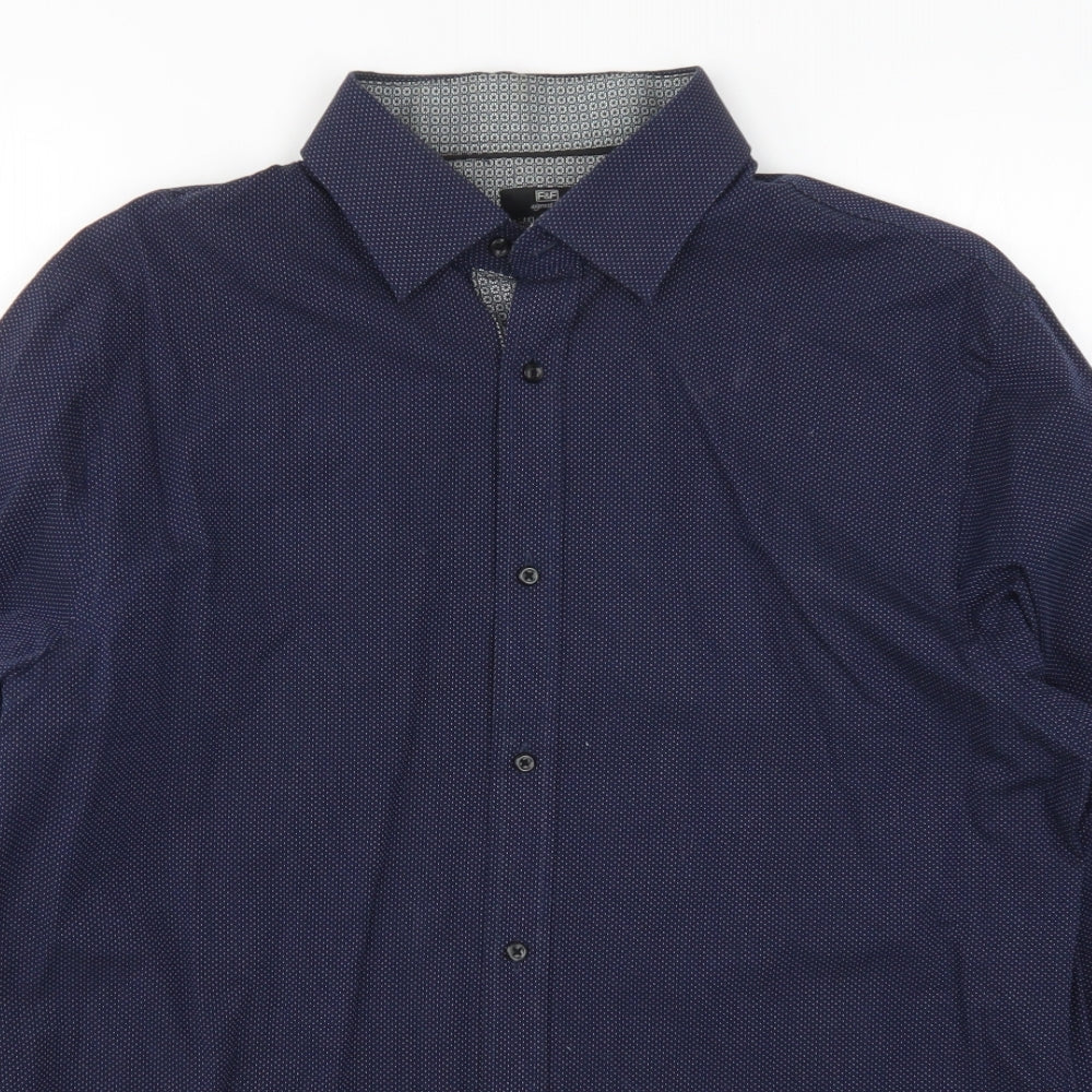 F&F Mens Blue Polka Dot   Button-Up Size 16