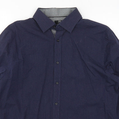 F&F Mens Blue Polka Dot   Button-Up Size 16