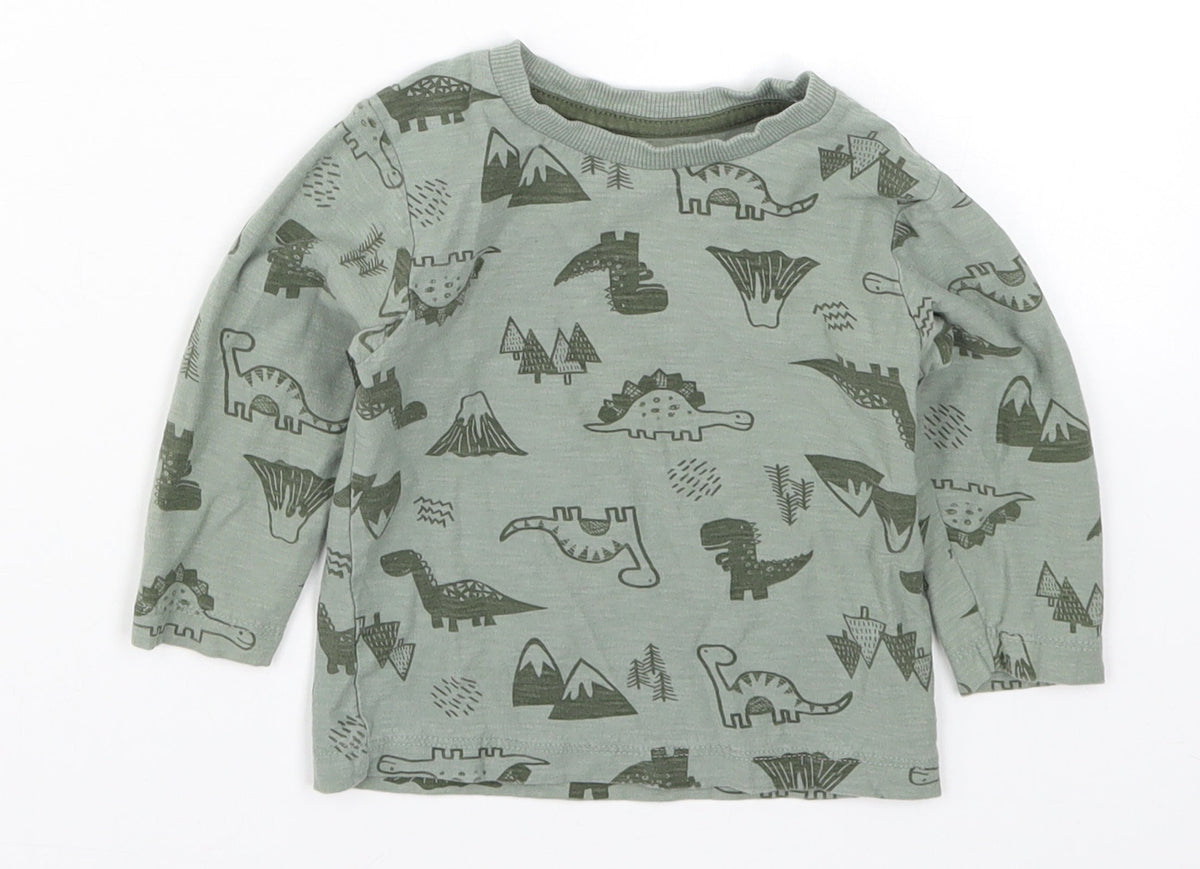 Matalan Boys Green   Basic T-Shirt Size 9-12 Months  - Dinosaurs