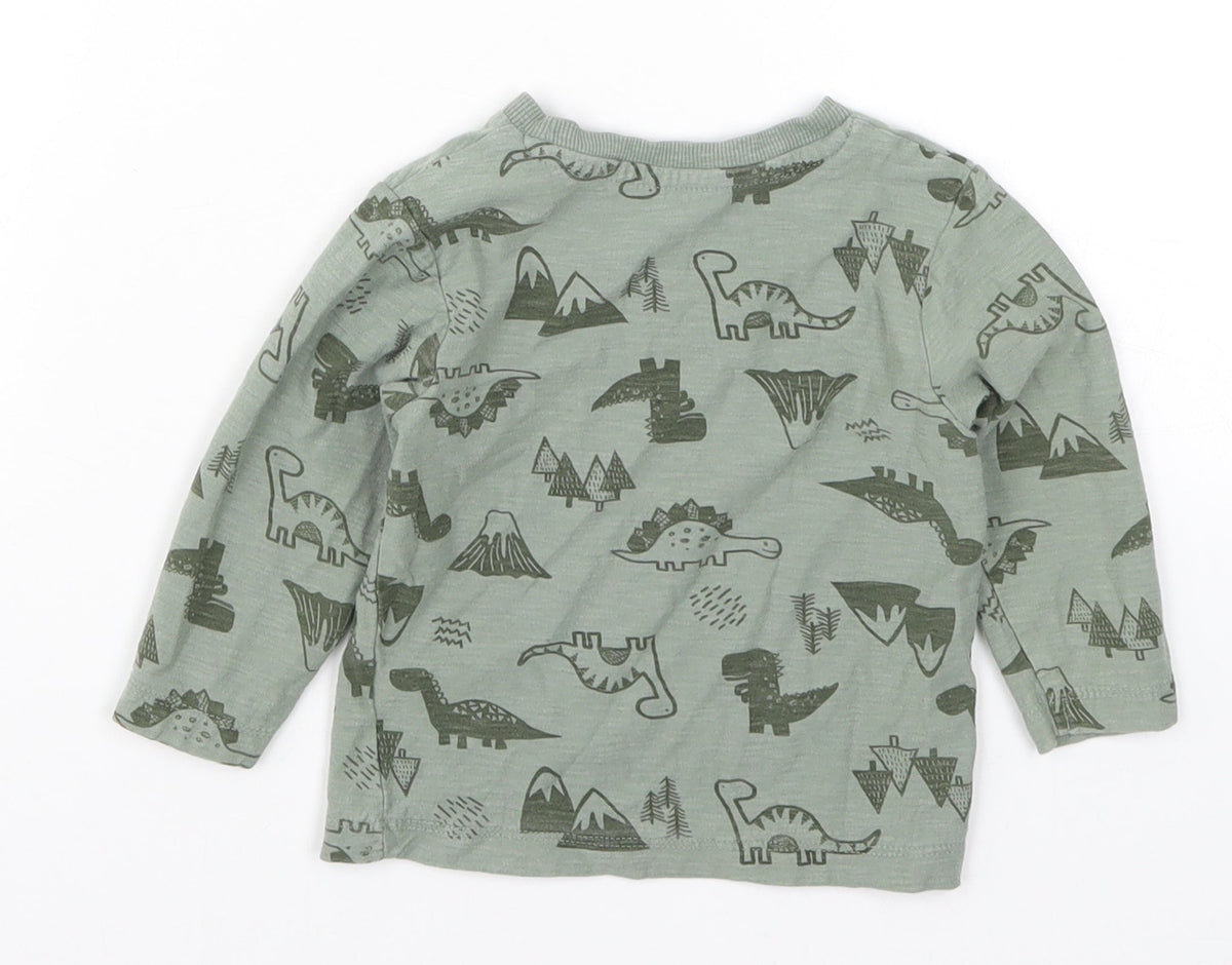 Matalan Boys Green   Basic T-Shirt Size 9-12 Months  - Dinosaurs