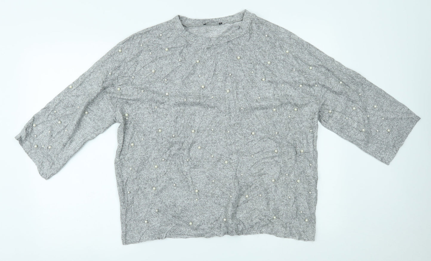 Womens UK Size L Zara Grey Basic Blouse