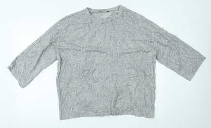 Womens UK Size L Zara Grey Basic Blouse