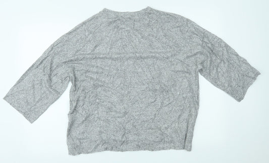 Womens UK Size L Zara Grey Basic Blouse