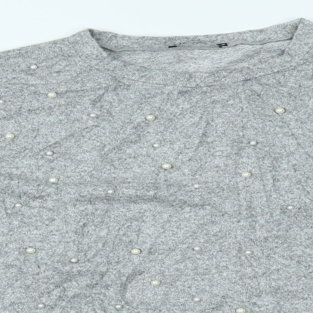 Womens UK Size L Zara Grey Basic Blouse