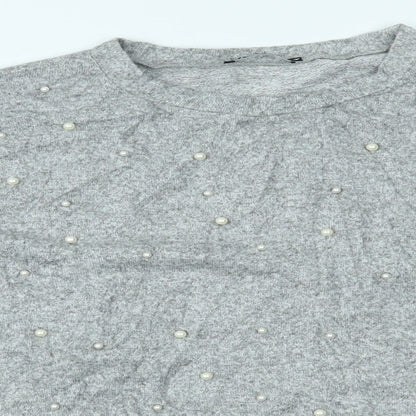 Womens UK Size L Zara Grey Basic Blouse