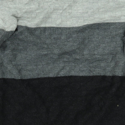 SOFT GREY Mens Grey Striped  Pullover Jumper Size L