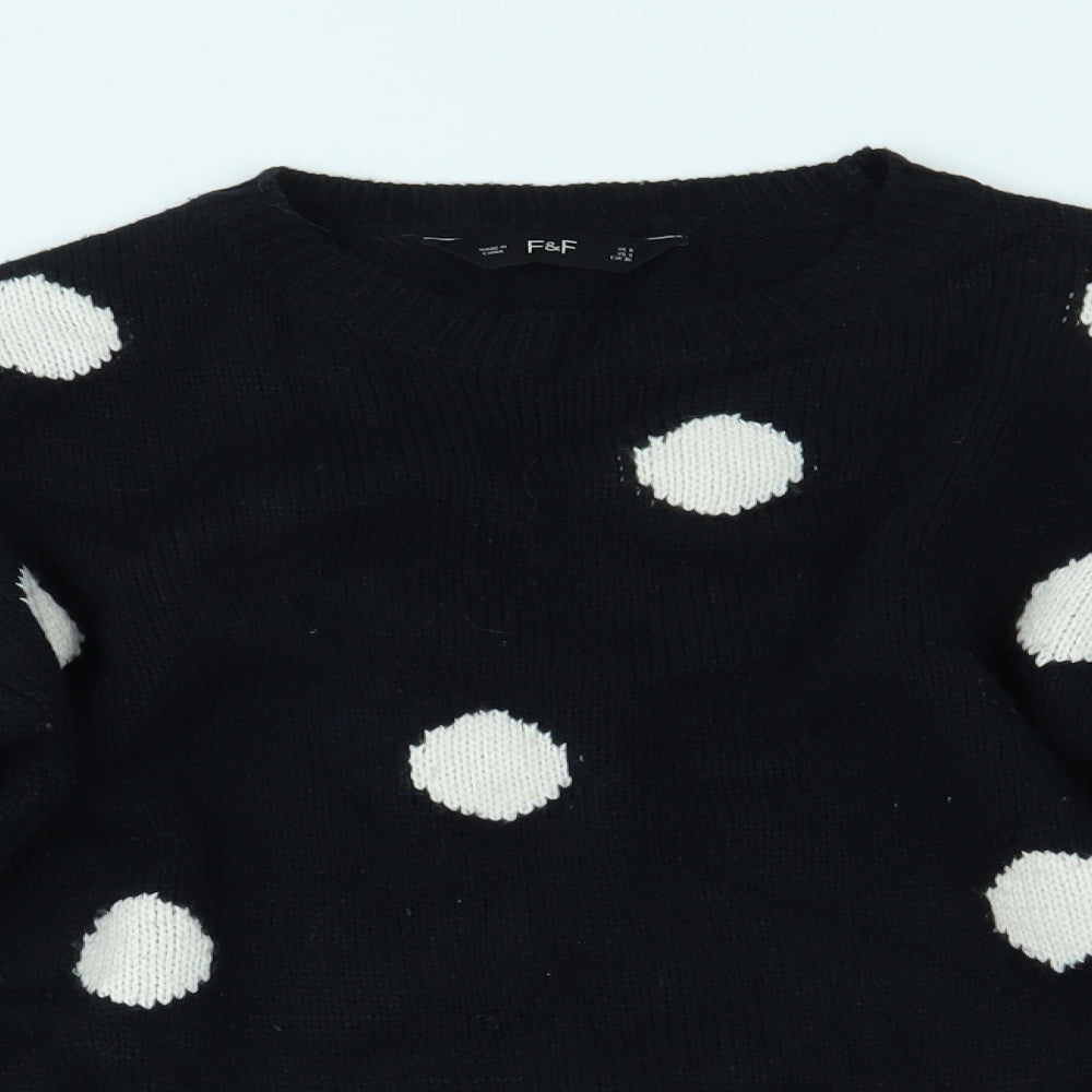 F&F Womens Blue Polka Dot  Pullover Jumper Size 8
