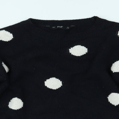 F&F Womens Blue Polka Dot  Pullover Jumper Size 8
