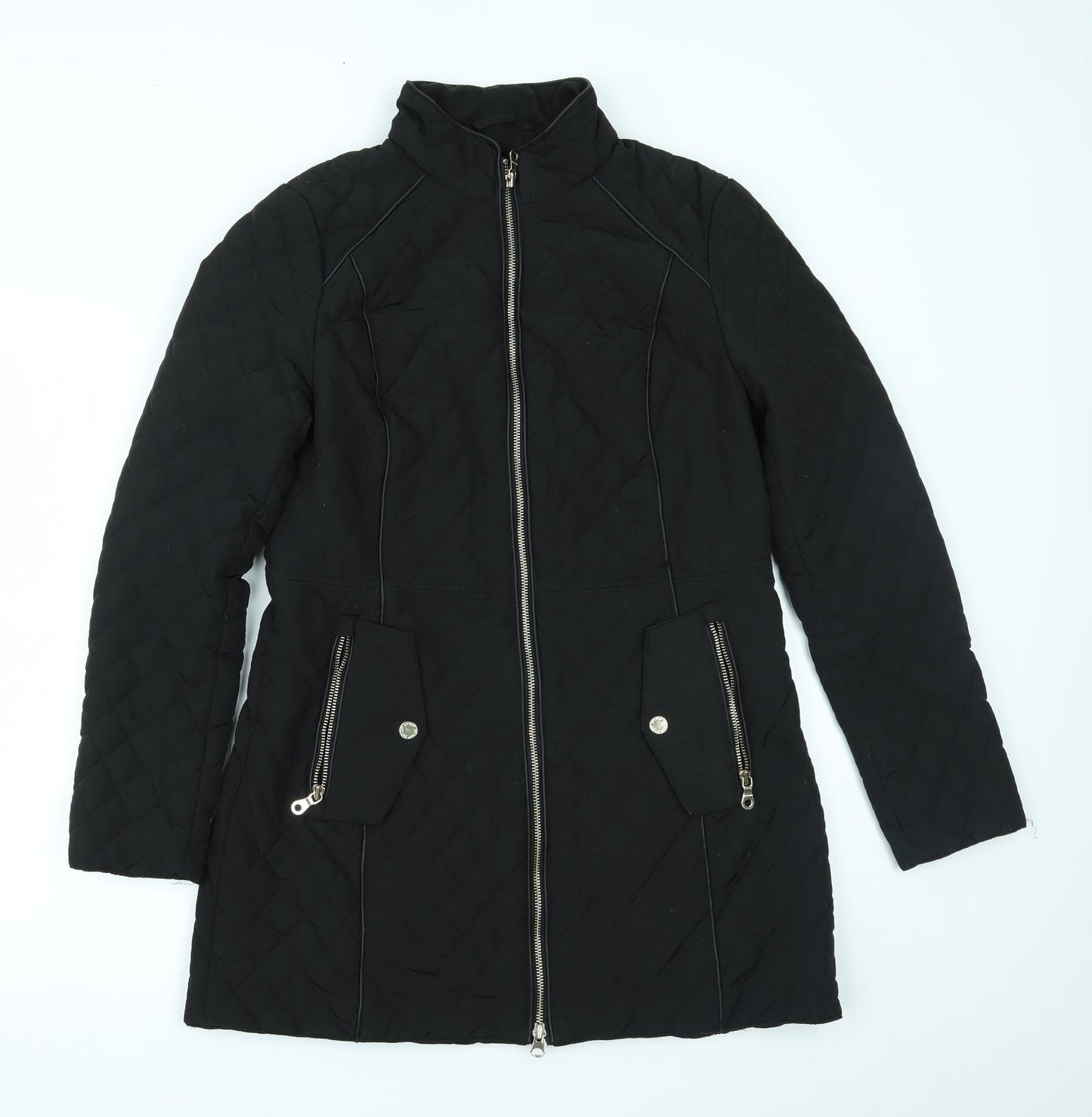 Womens UK Size 10 Preworn Black Overcoat