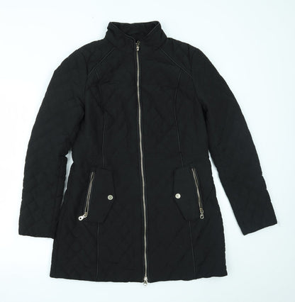 Womens UK Size 10 Preworn Black Overcoat
