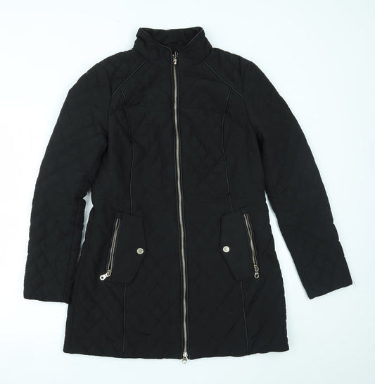 Womens UK Size 10 Preworn Black Overcoat