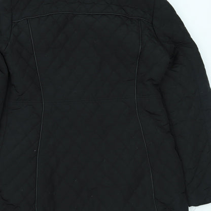 Womens UK Size 10 Preworn Black Overcoat