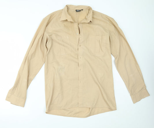 Mens UK Size L htex Beige  Button-Up Long Sleeve Casual Shirt