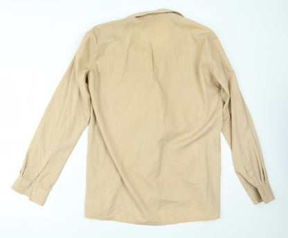 Mens UK Size L htex Beige  Button-Up Long Sleeve Casual Shirt