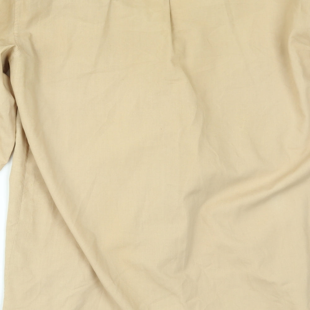 Mens UK Size L htex Beige  Button-Up Long Sleeve Casual Shirt