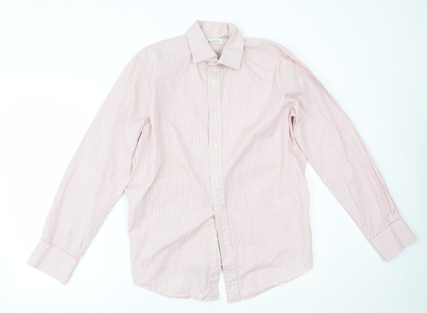 Mens UK Size 15 Kenneth Cole Pink  Button-Up Long Sleeve Casual Shirt