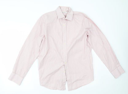 Mens UK Size 15 Kenneth Cole Pink  Button-Up Long Sleeve Casual Shirt