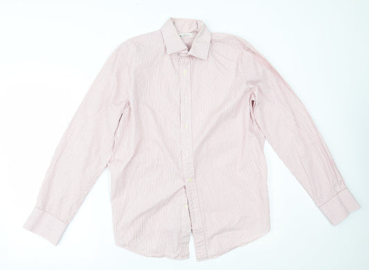 Mens UK Size 15 Kenneth Cole Pink  Button-Up Long Sleeve Casual Shirt