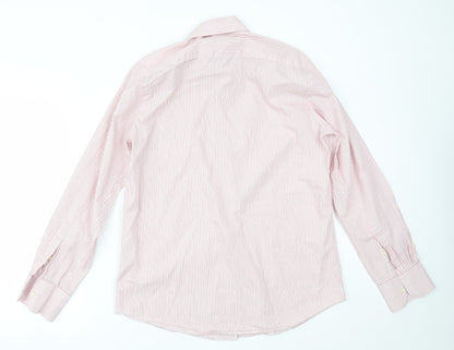 Mens UK Size 15 Kenneth Cole Pink  Button-Up Long Sleeve Casual Shirt