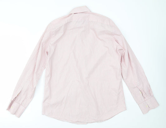 Mens UK Size 15 Kenneth Cole Pink  Button-Up Long Sleeve Casual Shirt