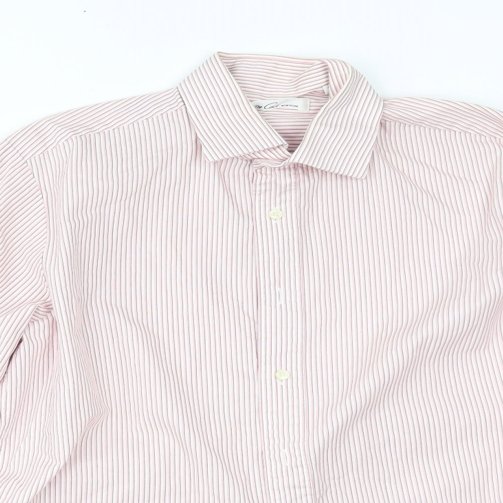 Mens UK Size 15 Kenneth Cole Pink  Button-Up Long Sleeve Casual Shirt